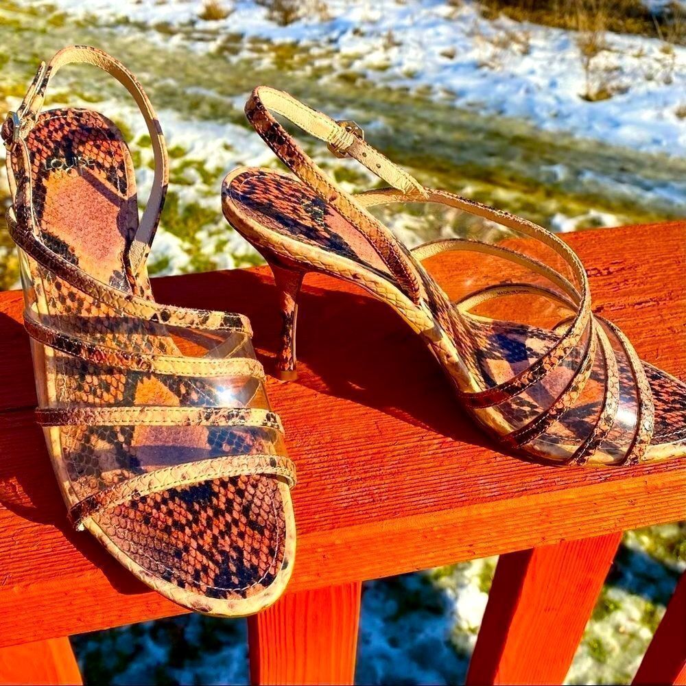 NEW LOUISE ET CIE SNAKE SKIN NABILA STRAPPY SLING BACKS 8M - Picture 7 of 16